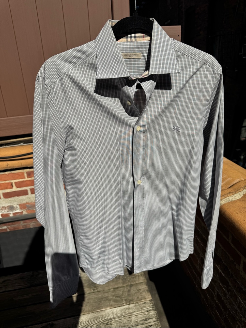 Burberry Light Blue Micro-Check Dress Shirt